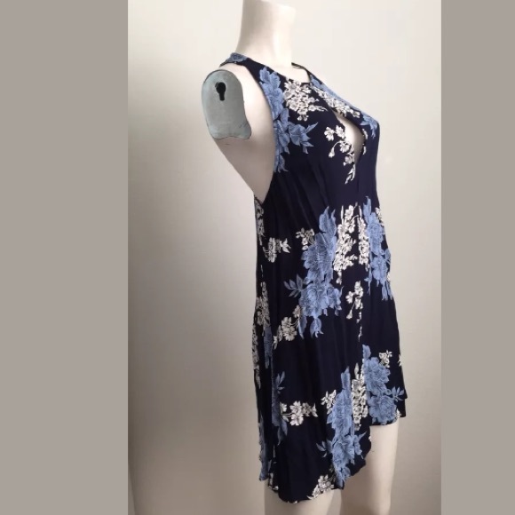 Privacy Please Navy Floral Keyhole Mini Dress - Picture 3 of 5